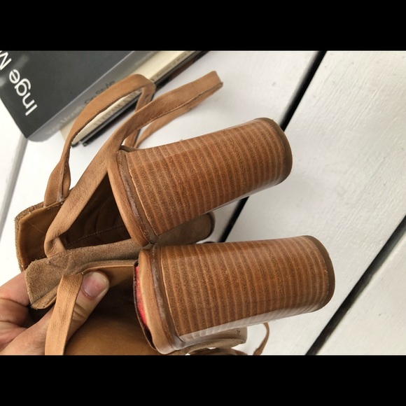 Alberto Fermani Suede Open Toe Stacked Heel Booties - Picture 9 of 13